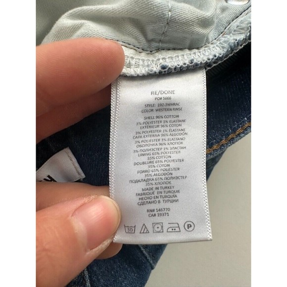 Re/Done Women's 90s High Rise Ankle Crop Button Fly Western Rinse Medium Wash 27 - Picture 8 of 10